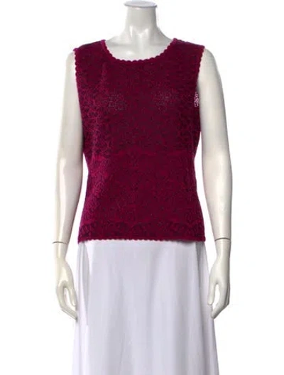 Pre-owned Escada Virgin Wool Patterned Top In Purple