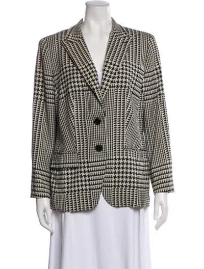 Pre-owned Escada Virgin Wool Plaid Print Blazer In Multi