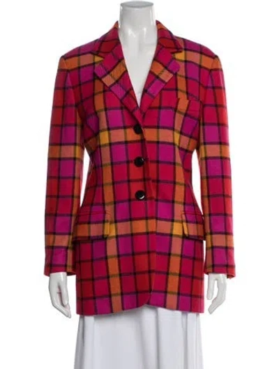 Pre-owned Escada Virgin Wool Plaid Print Coat