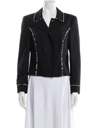 Pre-owned Escada Virgin Wool Polka Dot Print Blazer In Black