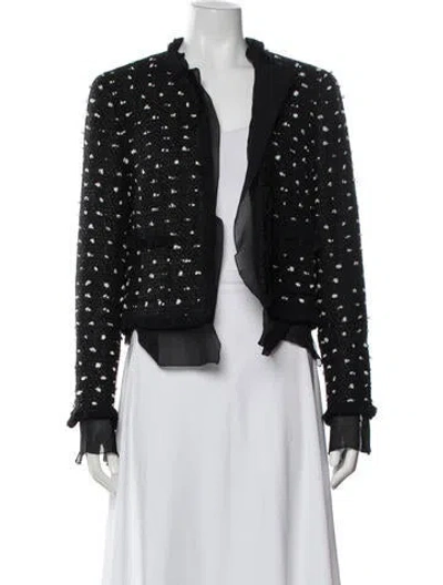 Pre-owned Escada Virgin Wool Polka Dot Print Jacket In Black