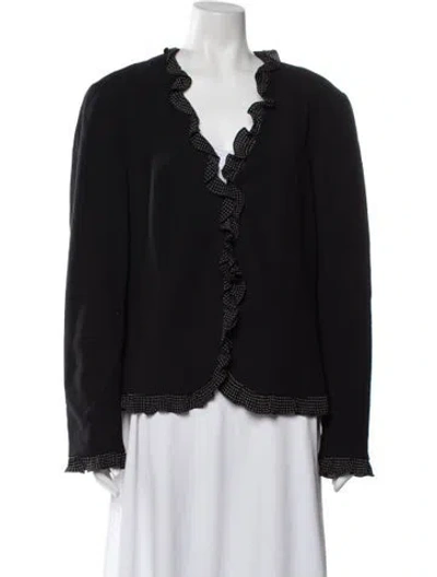 Pre-owned Escada Virgin Wool Polka Dot Print Jacket In Black