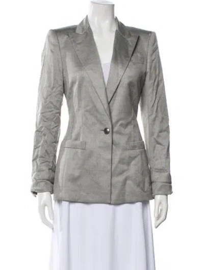 Pre-owned Escada Virgin Wool Printed Blazer In Gray