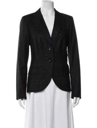 Pre-owned Escada Virgin Wool Printed Blazer In Gray