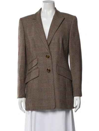 Pre-owned Escada Virgin Wool Printed Blazer In Multi