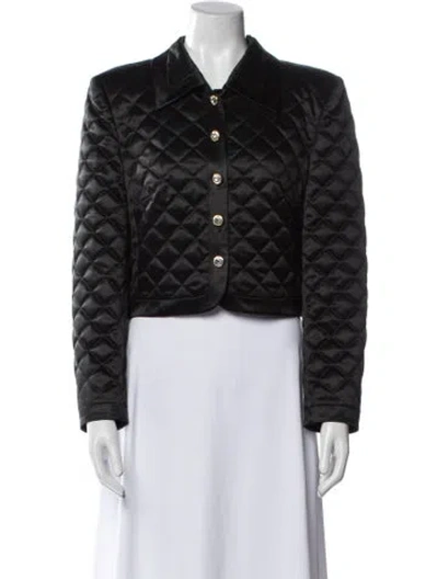 Pre-owned Escada Virgin Wool Printed Bolero In Black