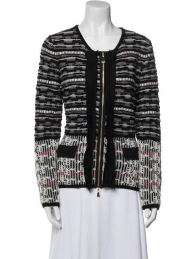 Pre-owned Escada Virgin Wool Printed Evening Jacket In Black