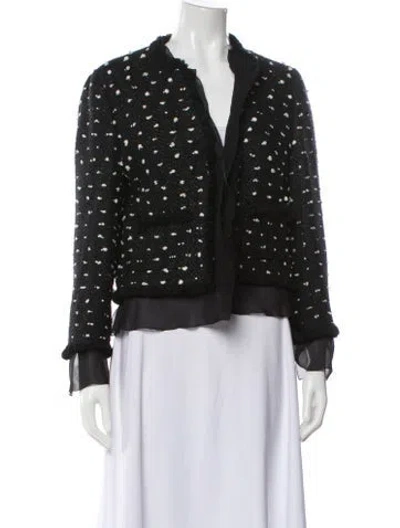 Pre-owned Escada Virgin Wool Printed Evening Jacket In Black