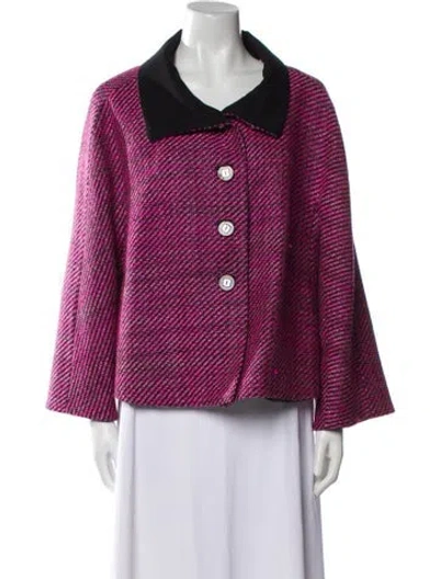Pre-owned Escada Virgin Wool Printed Jacket In Pink