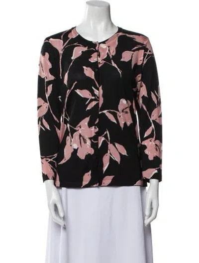 Pre-owned Escada Virgin Wool Printed Sweater In Black