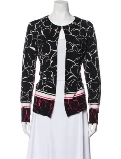 Pre-owned Escada Virgin Wool Printed Sweater In Black