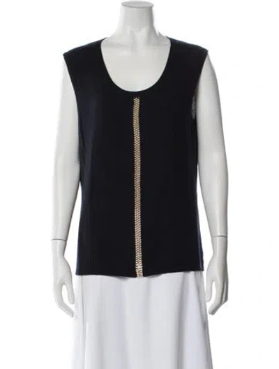 Pre-owned Escada Virgin Wool Printed Sweater In Blue