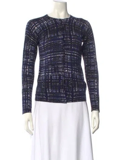Pre-owned Escada Virgin Wool Printed Sweater In Blue