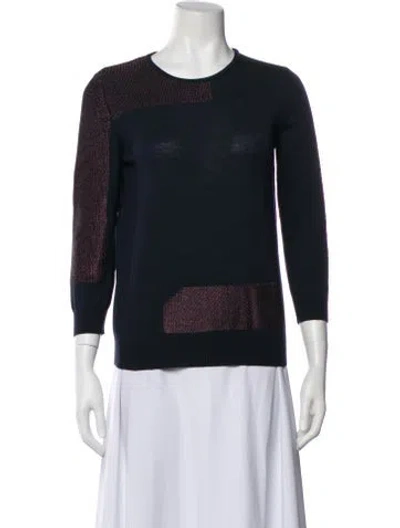 Pre-owned Escada Virgin Wool Printed Sweater In Blue