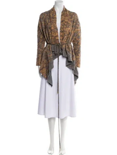 Pre-owned Escada Virgin Wool Printed Sweater In Gray