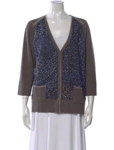 Pre-owned Escada Virgin Wool Printed Sweater In Neutral