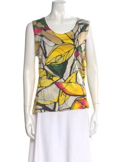 Pre-owned Escada Virgin Wool Printed Sweater In Yellow