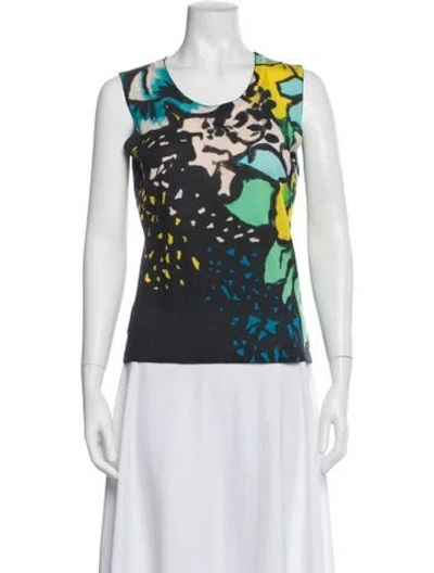 Pre-owned Escada Virgin Wool Printed Top In Multi