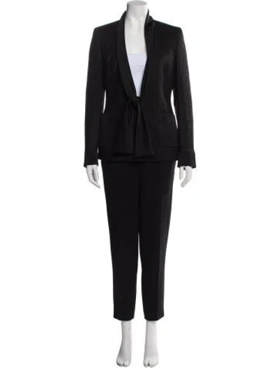 Pre-owned Escada Virgin Wool Ruffle Embellishment Set In Black