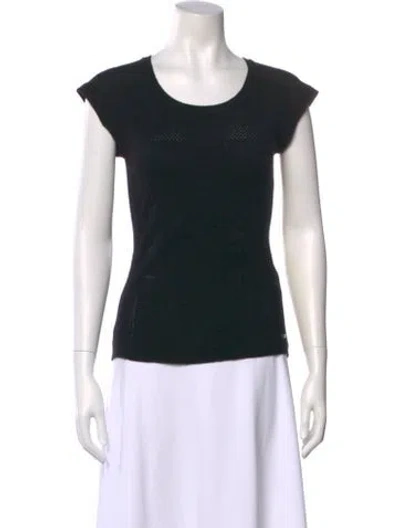 Pre-owned Escada Virgin Wool Scoop Neck Sweater In Black