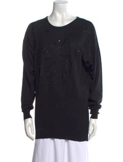 Pre-owned Escada Virgin Wool Scoop Neck Sweater In Black