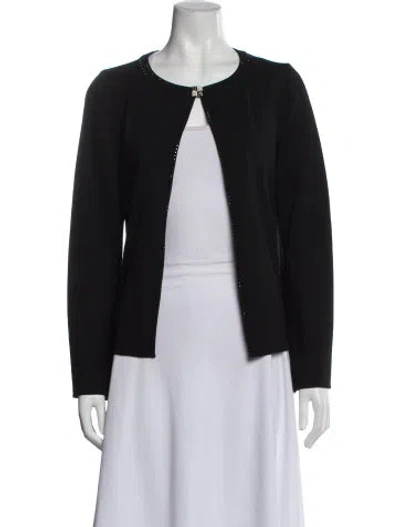 Pre-owned Escada Virgin Wool Scoop Neck Sweater In Black