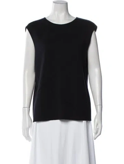 Pre-owned Escada Virgin Wool Scoop Neck Sweater In Black
