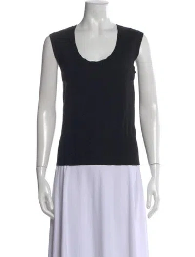 Pre-owned Escada Virgin Wool Scoop Neck Sweater In Black