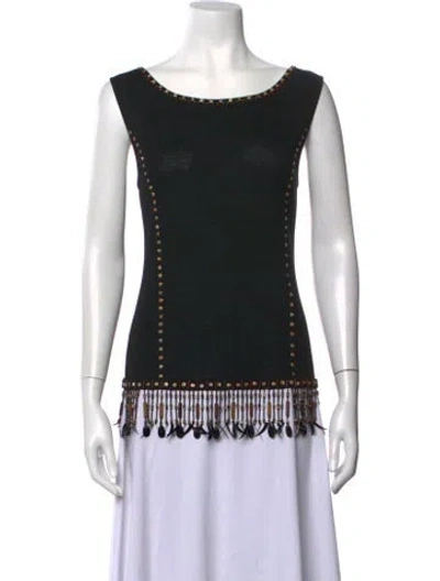 Pre-owned Escada Virgin Wool Scoop Neck Sweater In Black