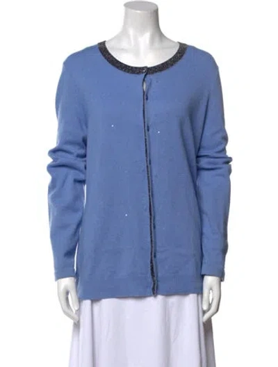 Pre-owned Escada Virgin Wool Scoop Neck Sweater In Blue