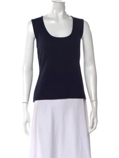 Pre-owned Escada Virgin Wool Scoop Neck Sweater In Blue