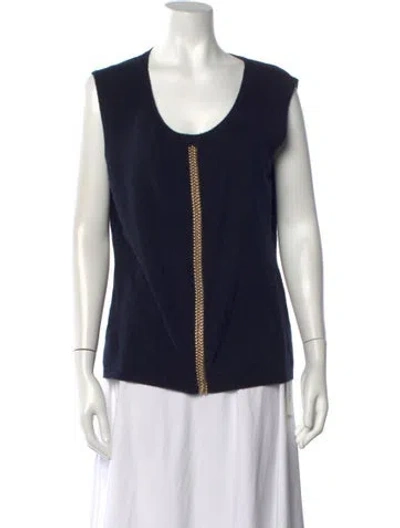 Pre-owned Escada Virgin Wool Scoop Neck Sweater In Blue