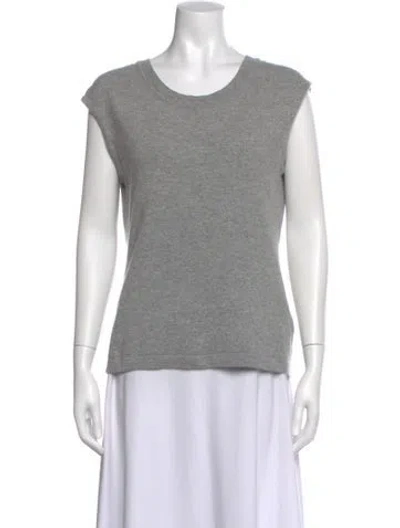 Pre-owned Escada Virgin Wool Scoop Neck Sweater In Gray