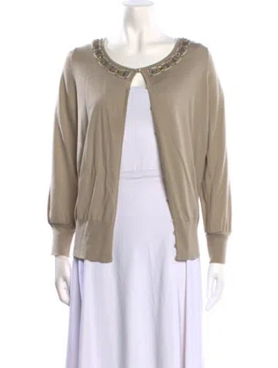 Pre-owned Escada Virgin Wool Scoop Neck Sweater In Neutral