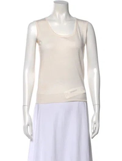 Pre-owned Escada Virgin Wool Scoop Neck Sweater In Neutral