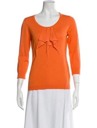 Pre-owned Escada Virgin Wool Scoop Neck Sweater In Orange