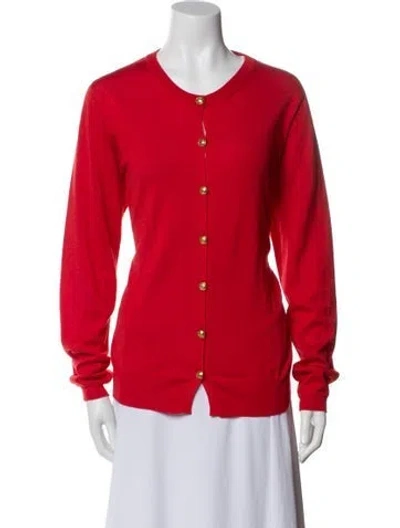 Pre-owned Escada Virgin Wool Scoop Neck Sweater In Red