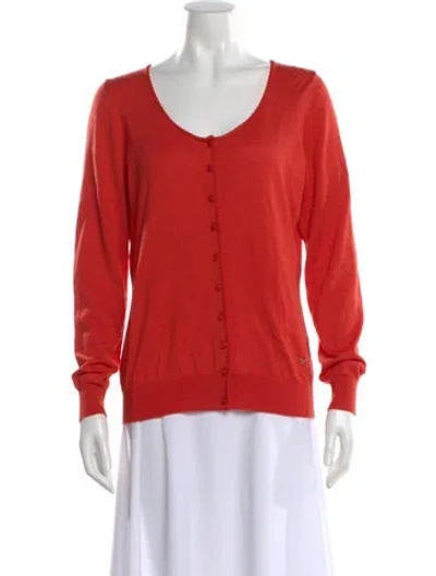 Pre-owned Escada Virgin Wool Scoop Neck Sweater W/ Tags In Orange