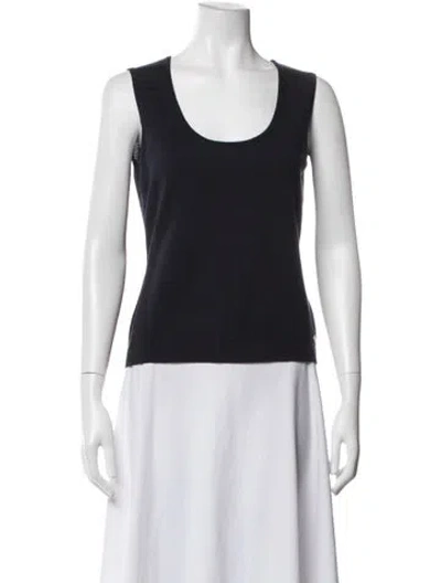 Pre-owned Escada Virgin Wool Scoop Neck Top In Black