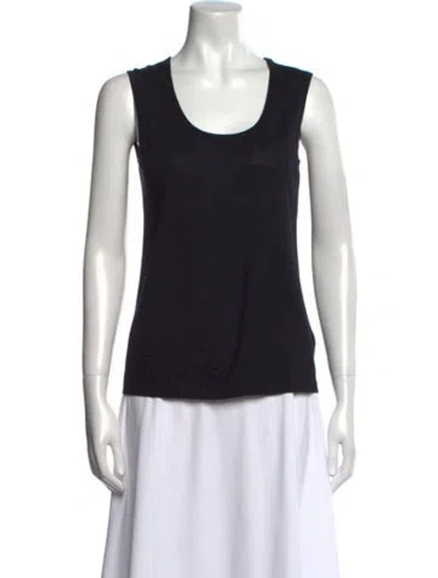 Pre-owned Escada Virgin Wool Scoop Neck Top In Blue