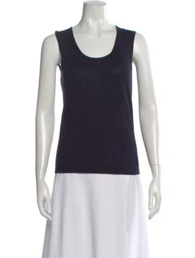 Pre-owned Escada Virgin Wool Scoop Neck Top In Blue