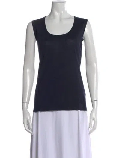 Pre-owned Escada Virgin Wool Scoop Neck Top In Blue