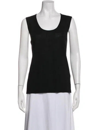 Pre-owned Escada Virgin Wool Scoop Neck Top In Blue