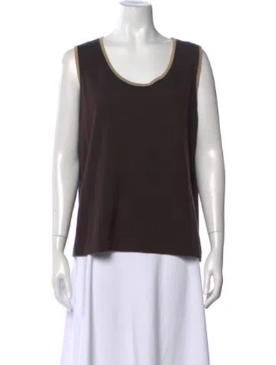 Pre-owned Escada Virgin Wool Scoop Neck Top In Brown