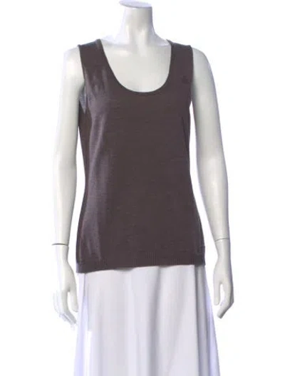 Pre-owned Escada Virgin Wool Scoop Neck Top In Gray