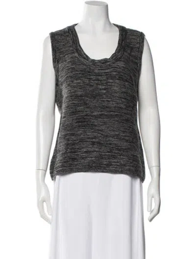 Pre-owned Escada Virgin Wool Scoop Neck Top In Gray