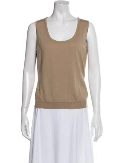 Pre-owned Escada Virgin Wool Scoop Neck Top In Multi