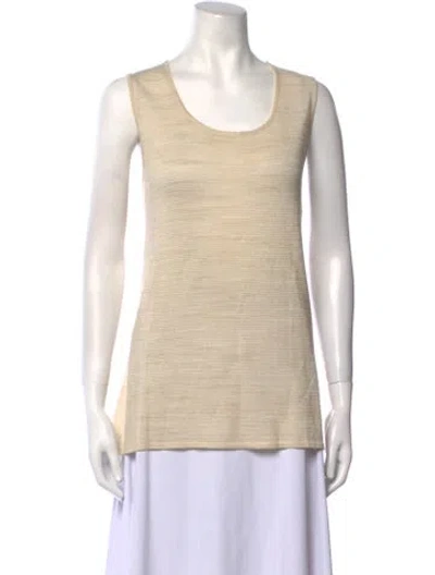 Pre-owned Escada Virgin Wool Scoop Neck Top In Neutral