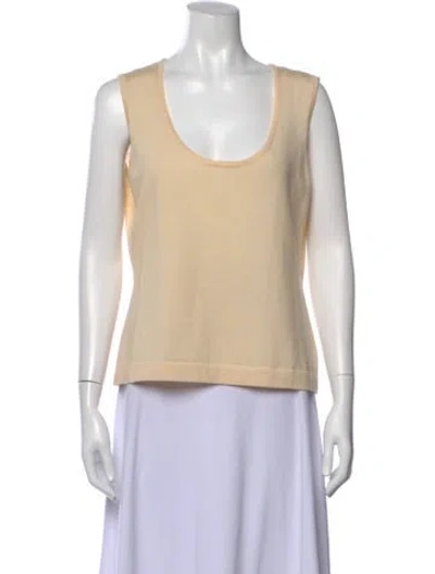 Pre-owned Escada Virgin Wool Scoop Neck Top In Neutral
