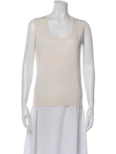 Pre-owned Escada Virgin Wool Scoop Neck Top In Neutral